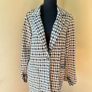 **JULES & LEOPOLD* Ivory x Brown Black Plaid Long Sleeve Button Jacket Size M